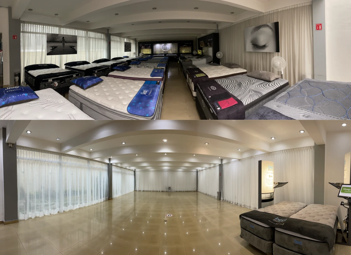 Cortinas blancas para perímetros en showroom