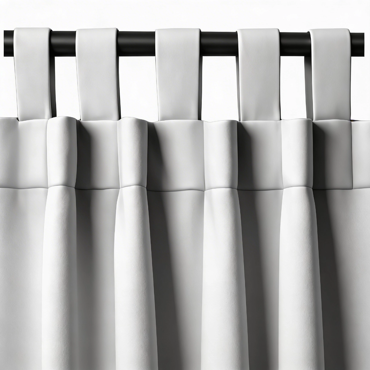 Estilo de confección o pliegue para cortina tab top o cinturoncillos para bastón de madera o tubo.